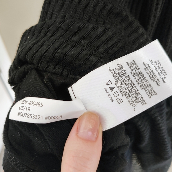 Express XS Black Long Sleeve Dress Sheer Ribbed Button Down - Picture 4 of 4